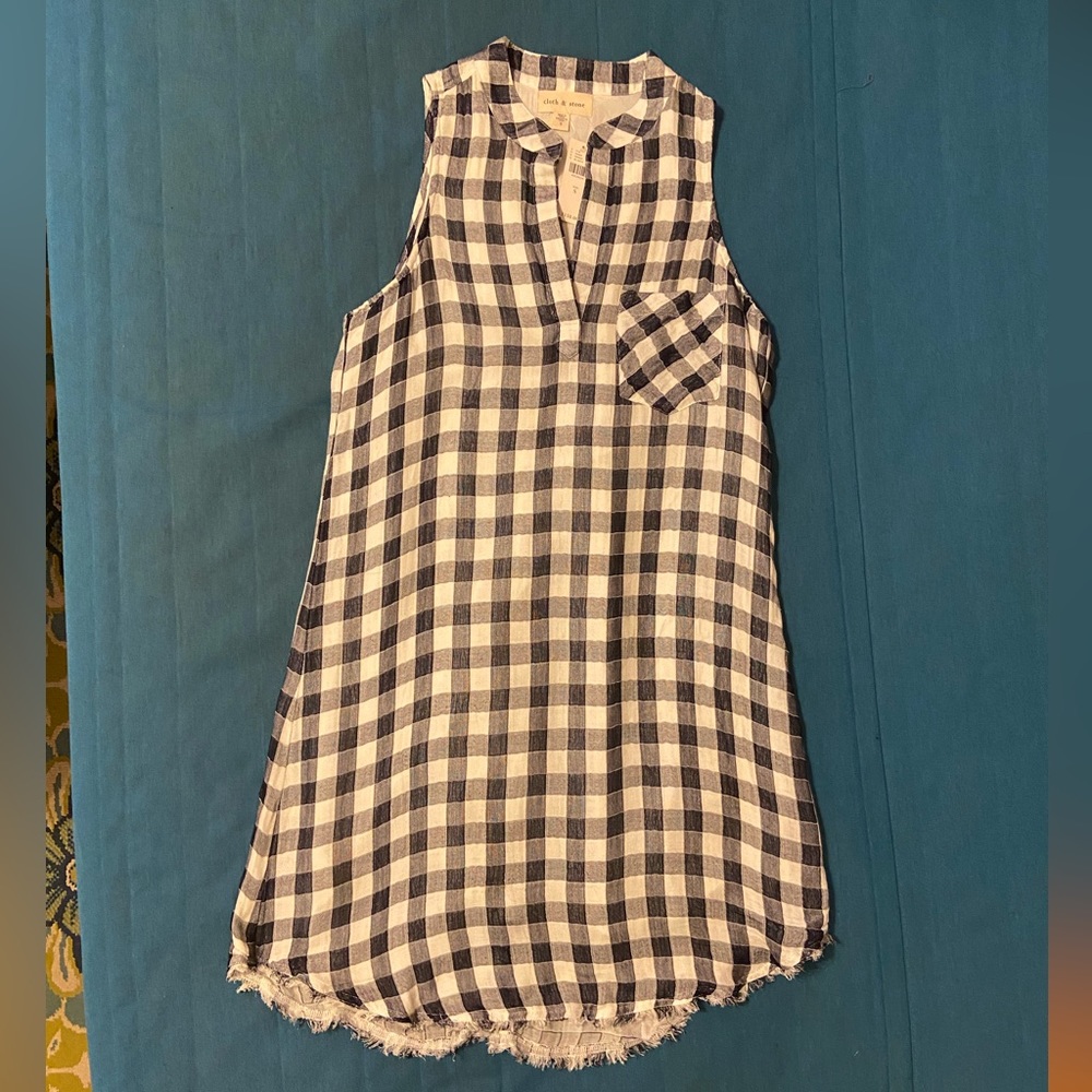 cloth & stone Sleeveless Checkered Button Down Shirt Dress